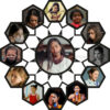 MDF Photo Frame Wall Clock - Hexagon Model- 12 Photos